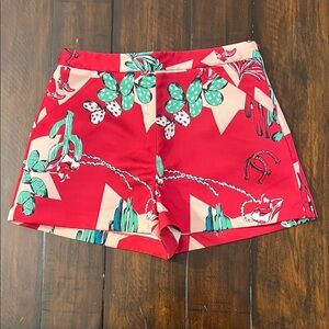 Missoni Red and Green Cactus Print High Waist Shorts